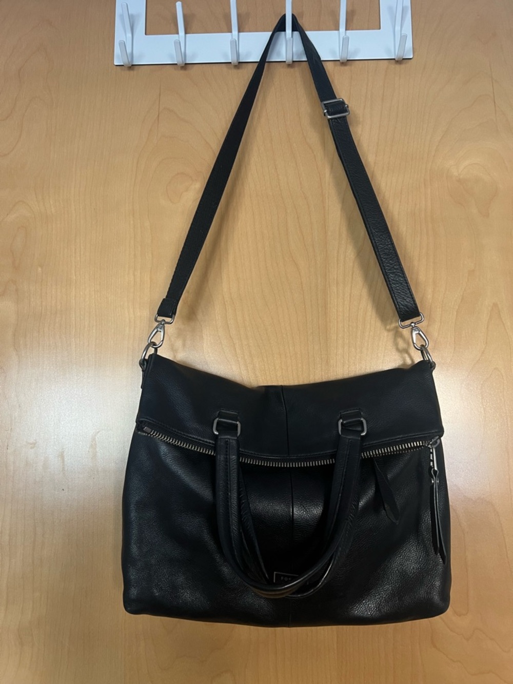 Fossil Black Leather Convertible Shoulder Bag